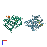 PDB entry 5q0n coloured by chain, top view.