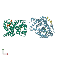 PDB entry 5q0p coloured by chain, front view.