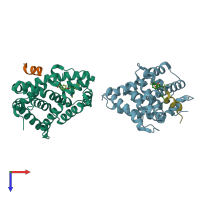 PDB entry 5q0p coloured by chain, top view.