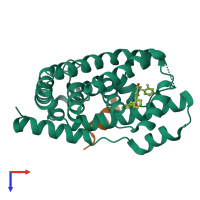 PDB entry 5q0r coloured by chain, top view.
