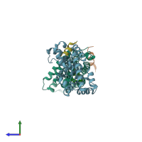 PDB entry 5q0v coloured by chain, side view.