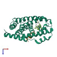 PDB entry 5q10 coloured by chain, top view.