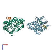 PDB entry 5q15 coloured by chain, top view.