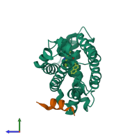 PDB entry 5q1i coloured by chain, side view.