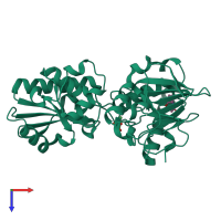 PDB entry 5q1j coloured by chain, top view.