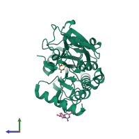 PDB entry 5q1l coloured by chain, side view.