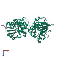 PDB entry 5q1n coloured by chain, top view.