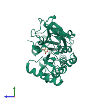 PDB entry 5q1q coloured by chain, side view.