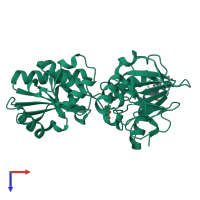 PDB entry 5q1s coloured by chain, top view.