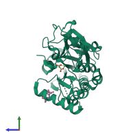 PDB entry 5q1u coloured by chain, side view.