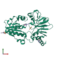 PDB entry 5q1w coloured by chain, front view.