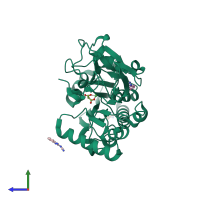 PDB entry 5q1w coloured by chain, side view.