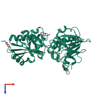 PDB entry 5q1w coloured by chain, top view.