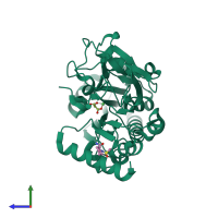 PDB entry 5q1y coloured by chain, side view.