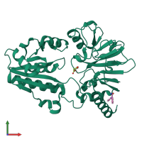 PDB entry 5q1z coloured by chain, front view.