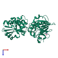 PDB entry 5q20 coloured by chain, top view.