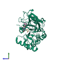 PDB entry 5q23 coloured by chain, side view.