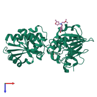 PDB entry 5q24 coloured by chain, top view.