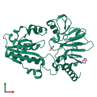 PDB entry 5q25 coloured by chain, front view.