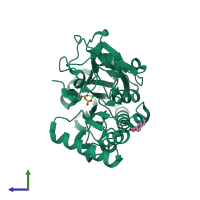 PDB entry 5q25 coloured by chain, side view.