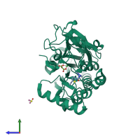 PDB entry 5q27 coloured by chain, side view.