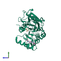 PDB entry 5q28 coloured by chain, side view.