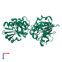 PDB entry 5q28 coloured by chain, top view.