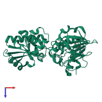 PDB entry 5q29 coloured by chain, top view.