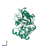 PDB entry 5q2d coloured by chain, side view.