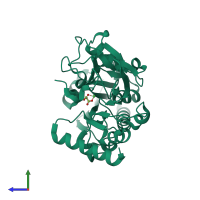 PDB entry 5q2e coloured by chain, side view.