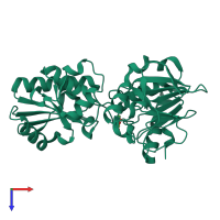 PDB entry 5q2g coloured by chain, top view.