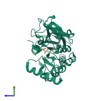 PDB entry 5q2k coloured by chain, side view.