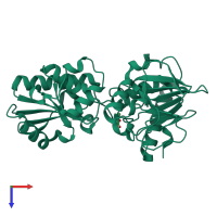 PDB entry 5q2k coloured by chain, top view.