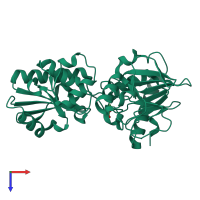 PDB entry 5q2n coloured by chain, top view.