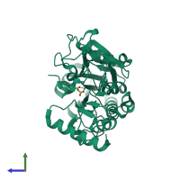 PDB entry 5q2o coloured by chain, side view.