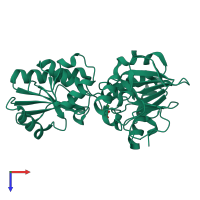 PDB entry 5q2o coloured by chain, top view.