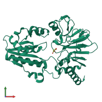 PDB entry 5q2p coloured by chain, front view.