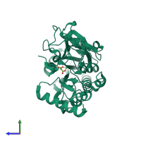 PDB entry 5q2q coloured by chain, side view.