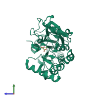 PDB entry 5q2w coloured by chain, side view.