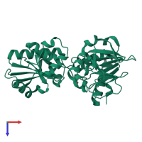 PDB entry 5q2x coloured by chain, top view.