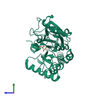 PDB entry 5q2y coloured by chain, side view.