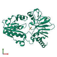 PDB entry 5q2z coloured by chain, front view.