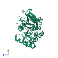 PDB entry 5q2z coloured by chain, side view.