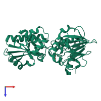 PDB entry 5q2z coloured by chain, top view.