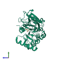 PDB entry 5q30 coloured by chain, side view.