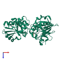 PDB entry 5q30 coloured by chain, top view.
