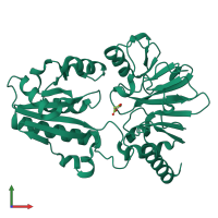 PDB entry 5q35 coloured by chain, front view.
