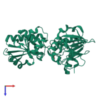 PDB entry 5q36 coloured by chain, top view.