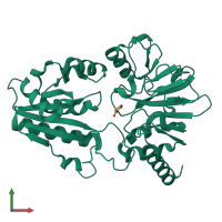 PDB entry 5q38 coloured by chain, front view.