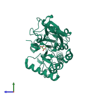 PDB entry 5q38 coloured by chain, side view.